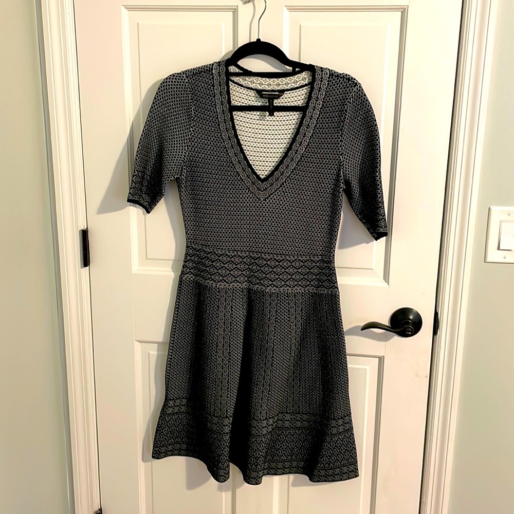 BCBG Bettina Knit Jacquard Dress.  Size M. Color: Black Combo.